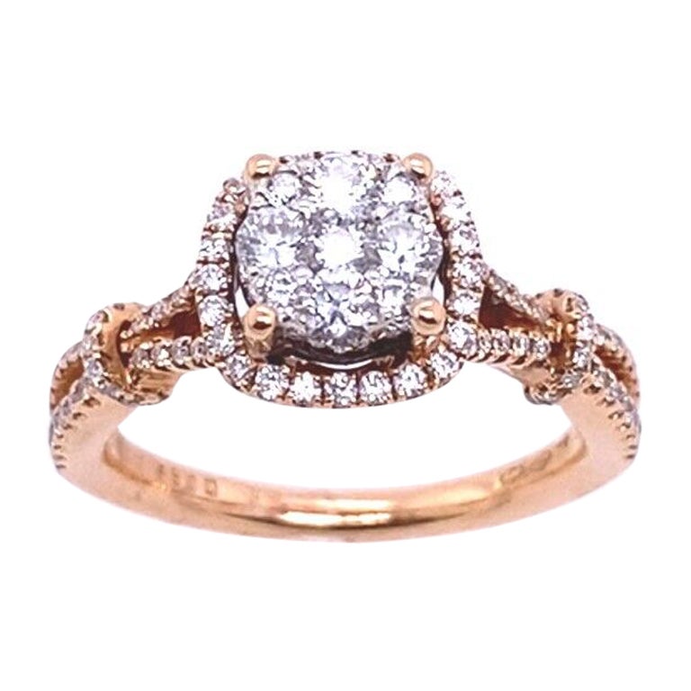 Anello di fidanzamento di alta qualità con 0,69ct di diamanti G VS in oro rosa 18ct