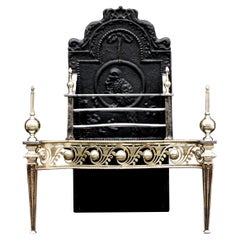 Fine Quality English Brass & Steel Firegrate with Ornate Fret