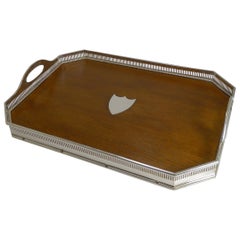 Fine Quality English Oak and Silver Plate Tray by Mappin Brothers, circa 1890