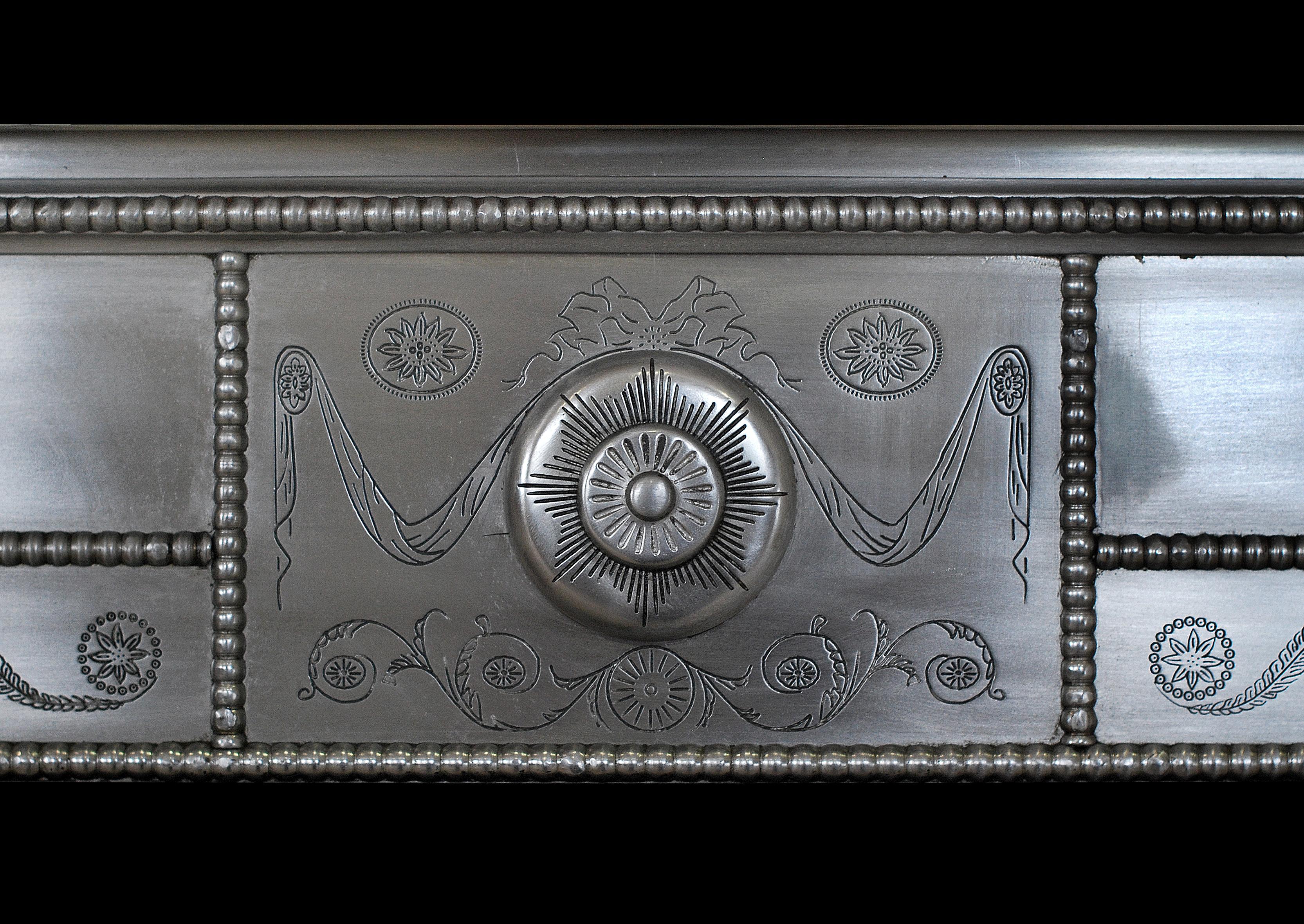 English Fine Quality Engraved George III Style Steel Register Grate For Sale