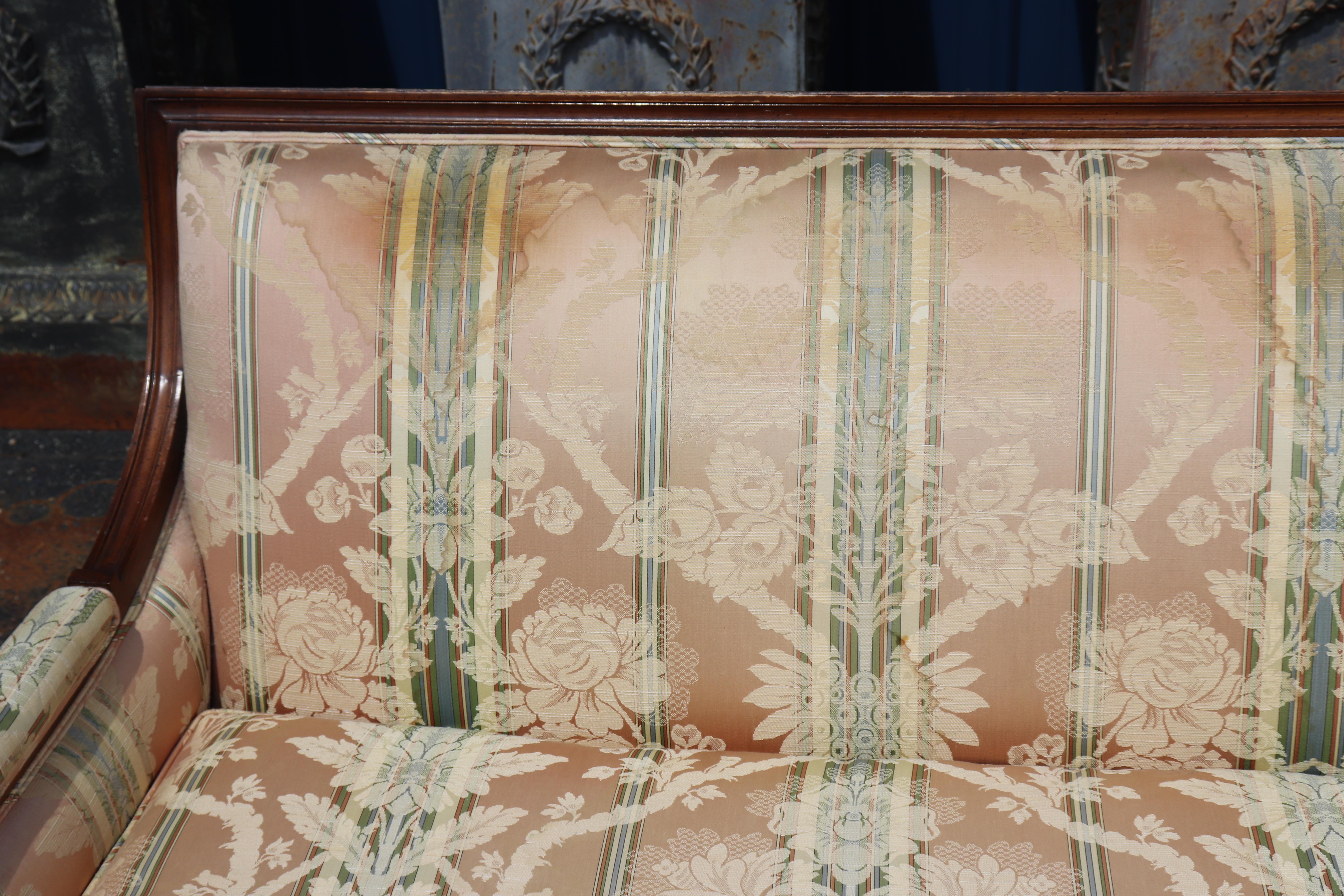 Fine Quality Extra Long Carved Walnut French Louis XVI Settee Sofa 1950s era For Sale 6