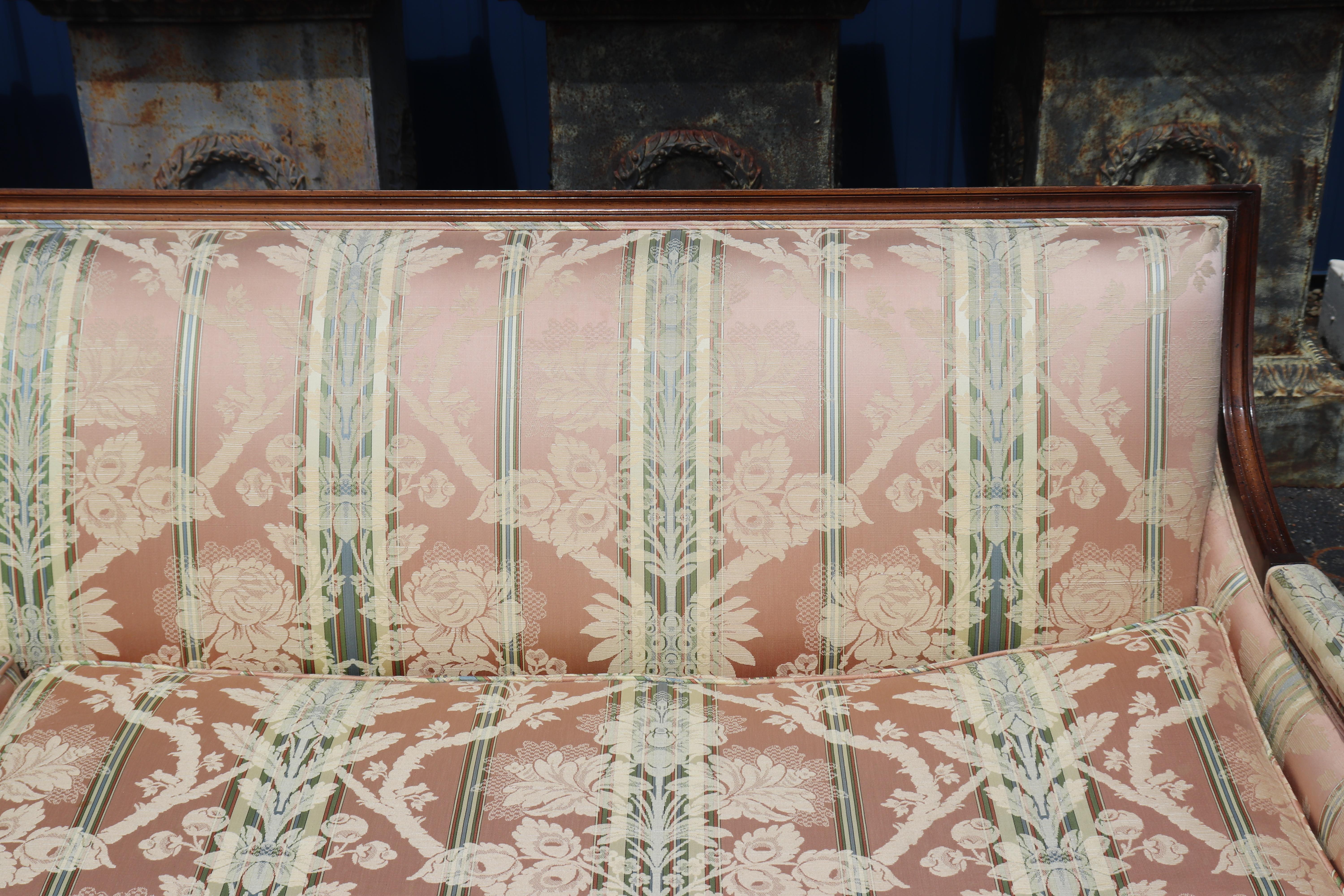 Fine Quality Extra Long Carved Walnut French Louis XVI Settee Sofa 1950s era For Sale 8
