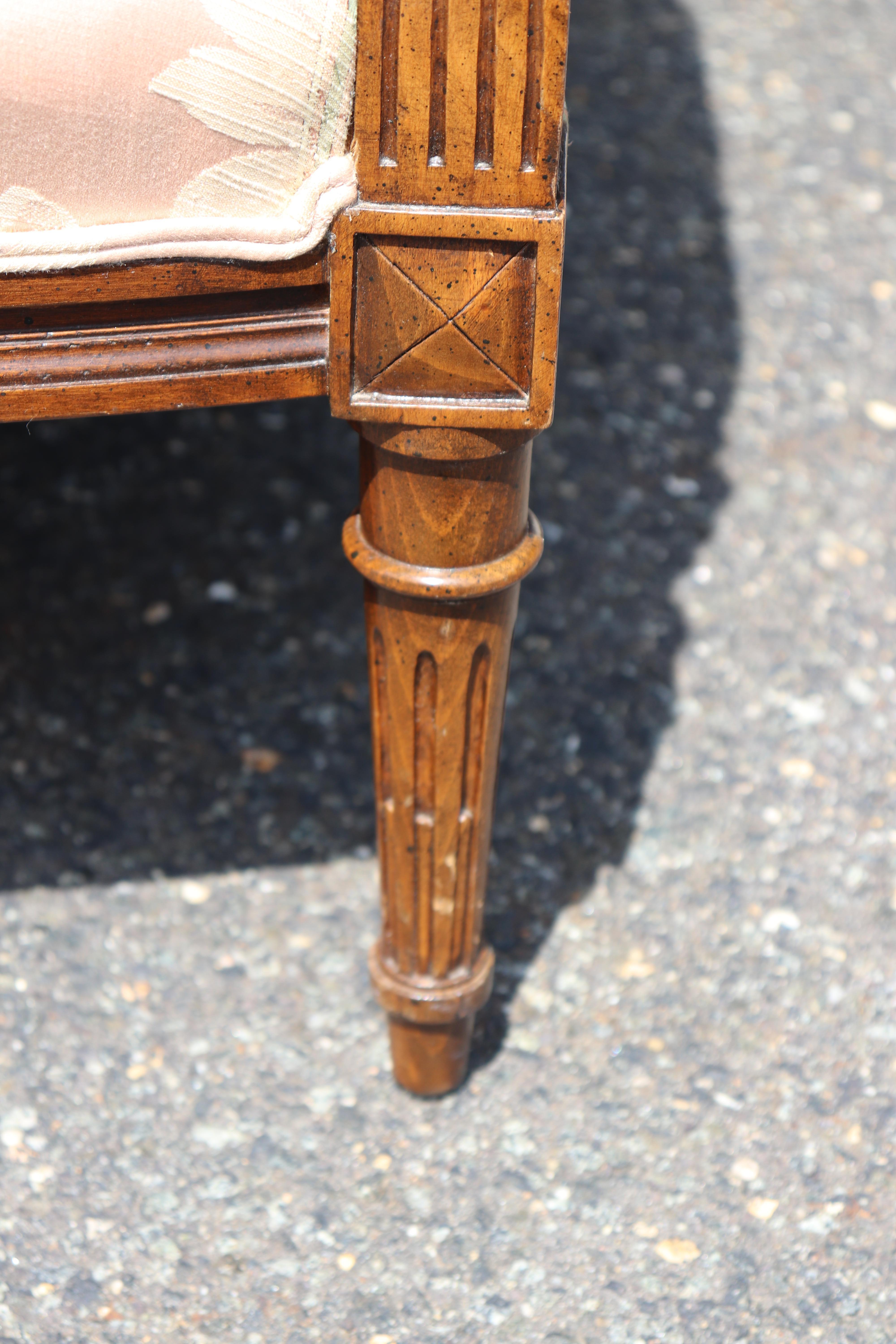 Fine Quality Extra Long Carved Walnut French Louis XVI Settee Sofa 1950s era For Sale 2
