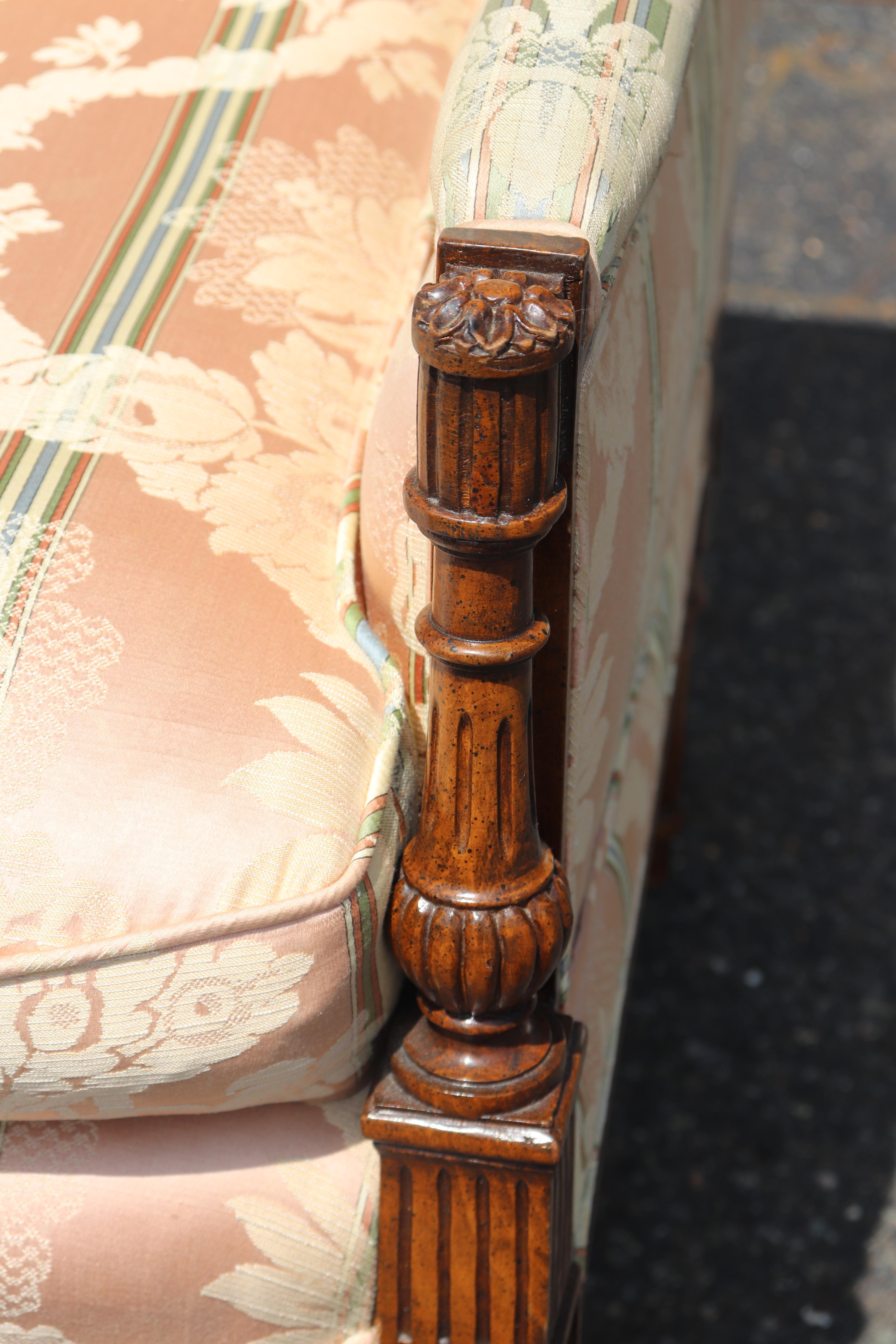 Fine Quality Extra Long Carved Walnut French Louis XVI Settee Sofa 1950s era For Sale 3