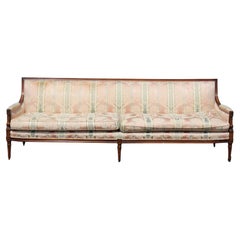 Fine Quality Extra Long Carved Walnut French Louis XVI Settee Sofa 1950s era