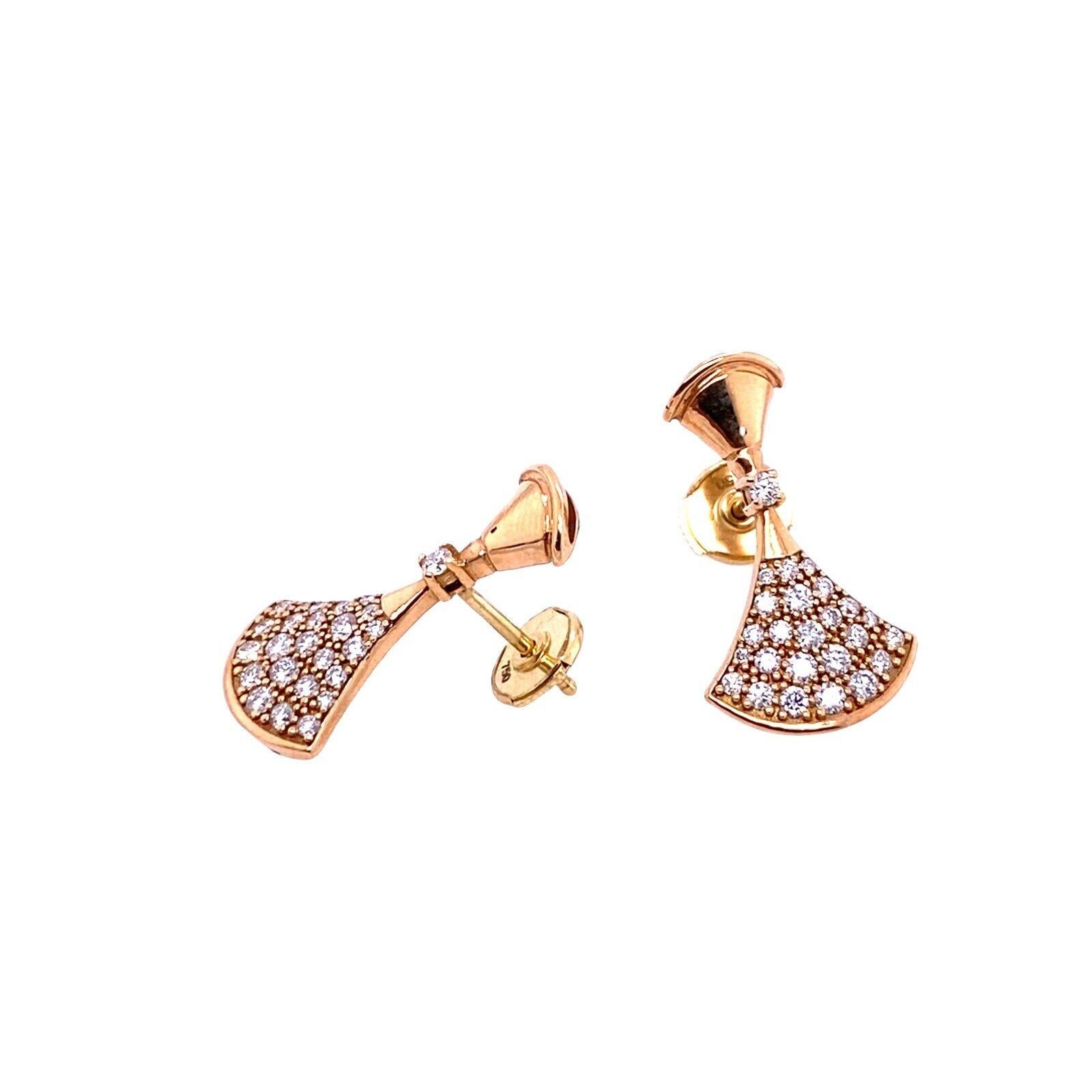 Modern Fine Quality Fan Shape Diamond Earrings in 18ct Rose Gold For Sale