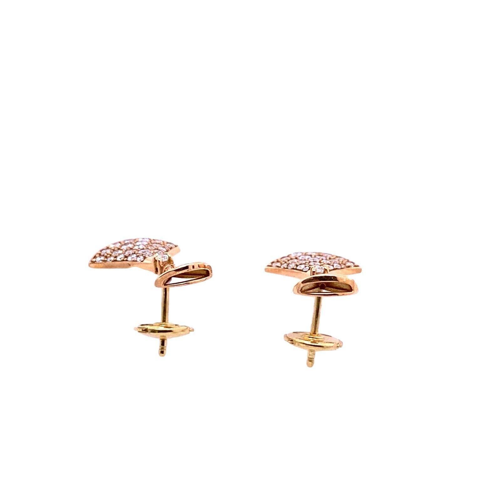 Round Cut Fine Quality Fan Shape Diamond Earrings in 18ct Rose Gold For Sale