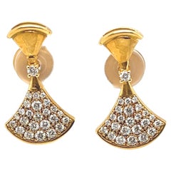 Fine Quality Fan Shape Diamond Earrings in 18ct Yellow Gold