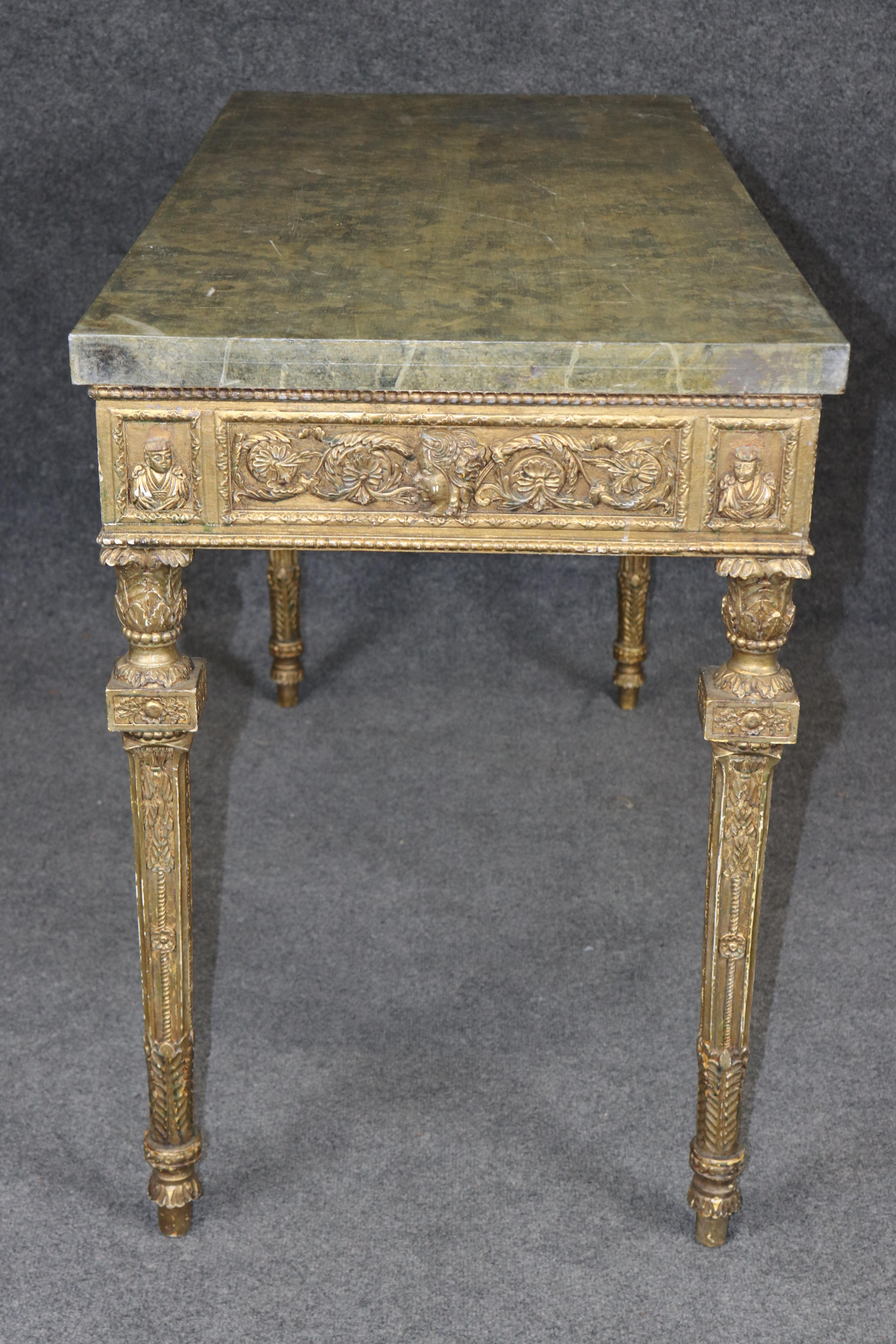 Vietnamese Fine Quality Faux Marble Top Neoclassical Theodore Alexander Console Table For Sale