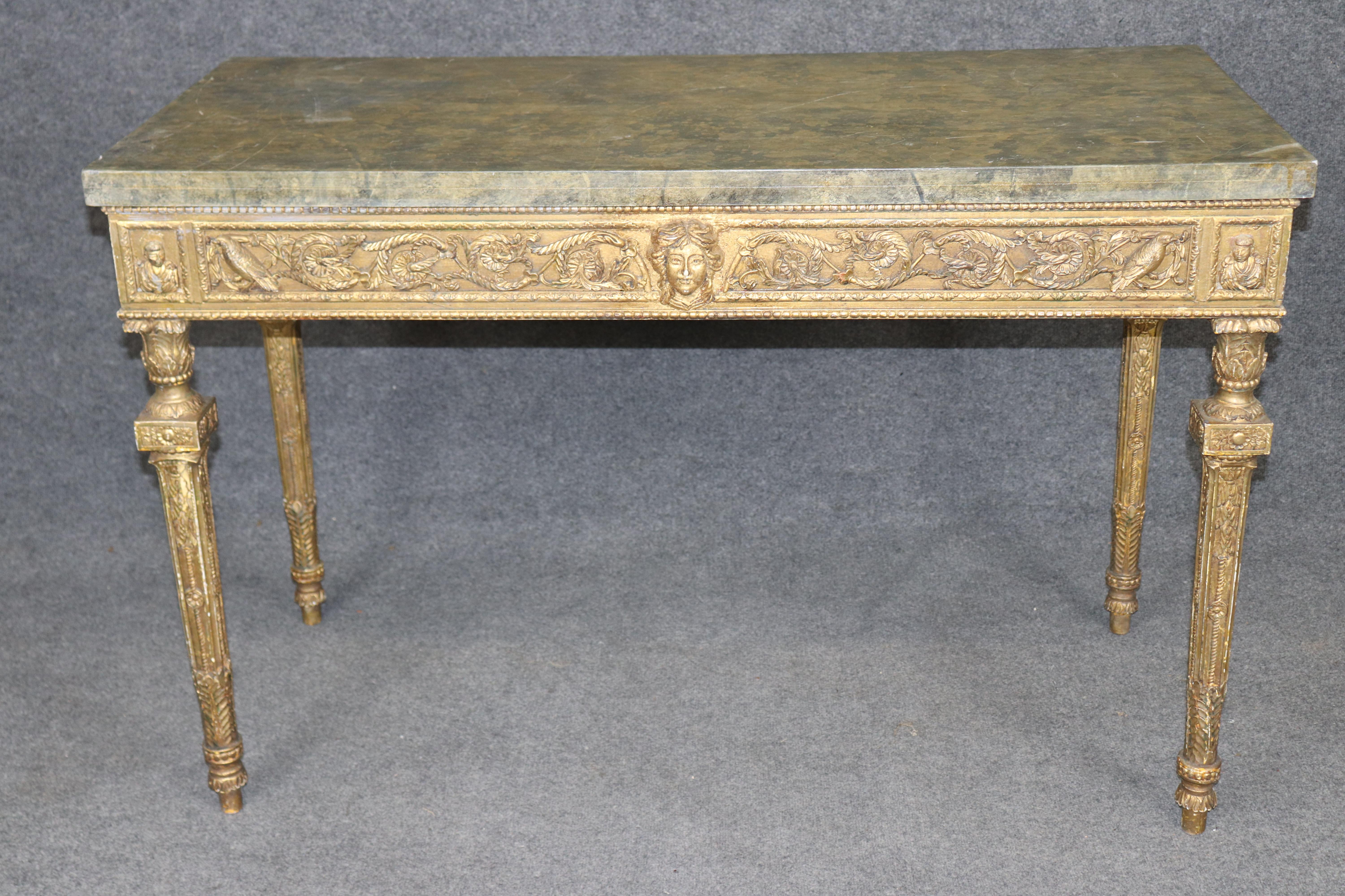 Fine Quality Faux Marble Top Neoclassical Theodore Alexander Console Table In Good Condition For Sale In Swedesboro, NJ