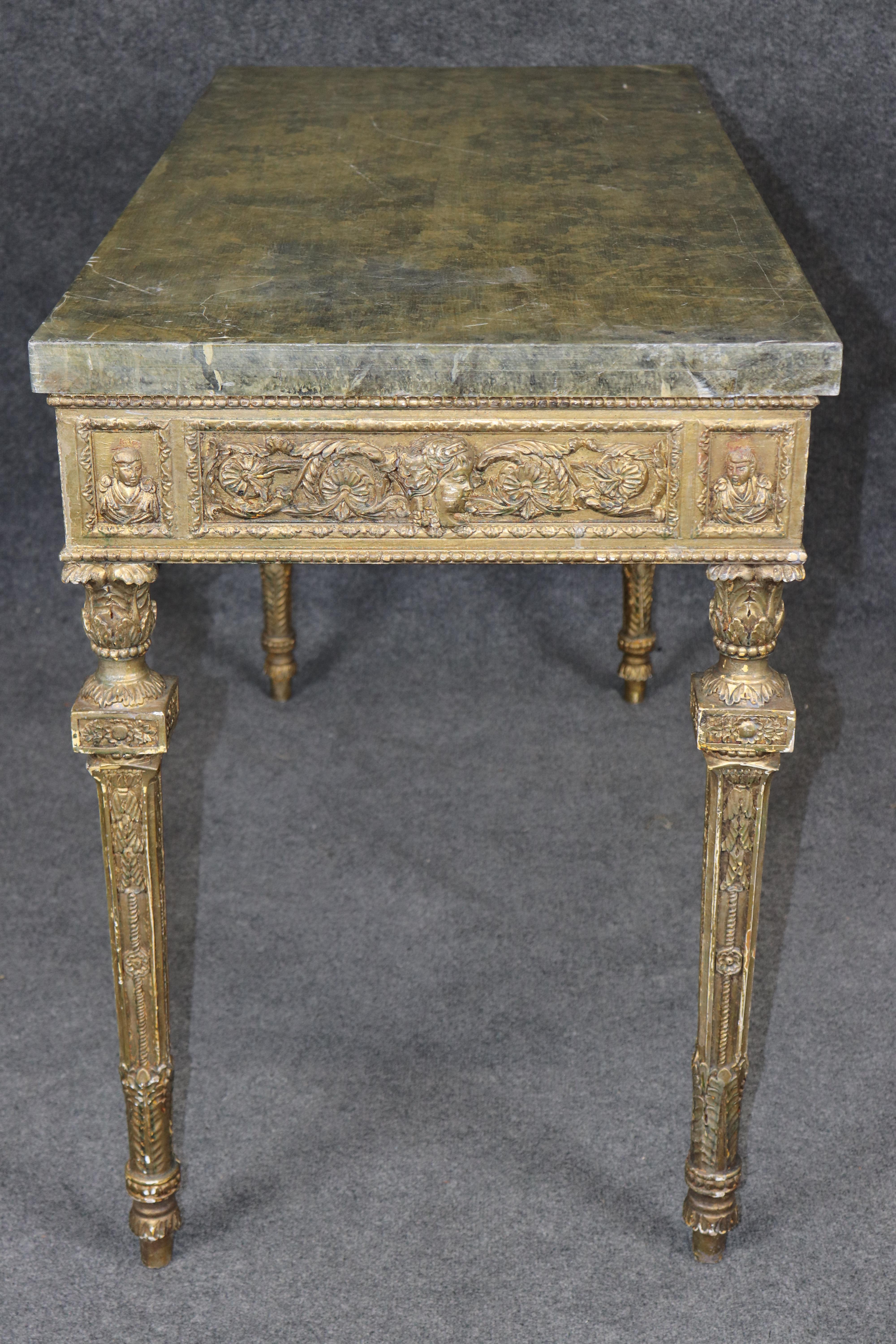 Contemporary Fine Quality Faux Marble Top Neoclassical Theodore Alexander Console Table For Sale