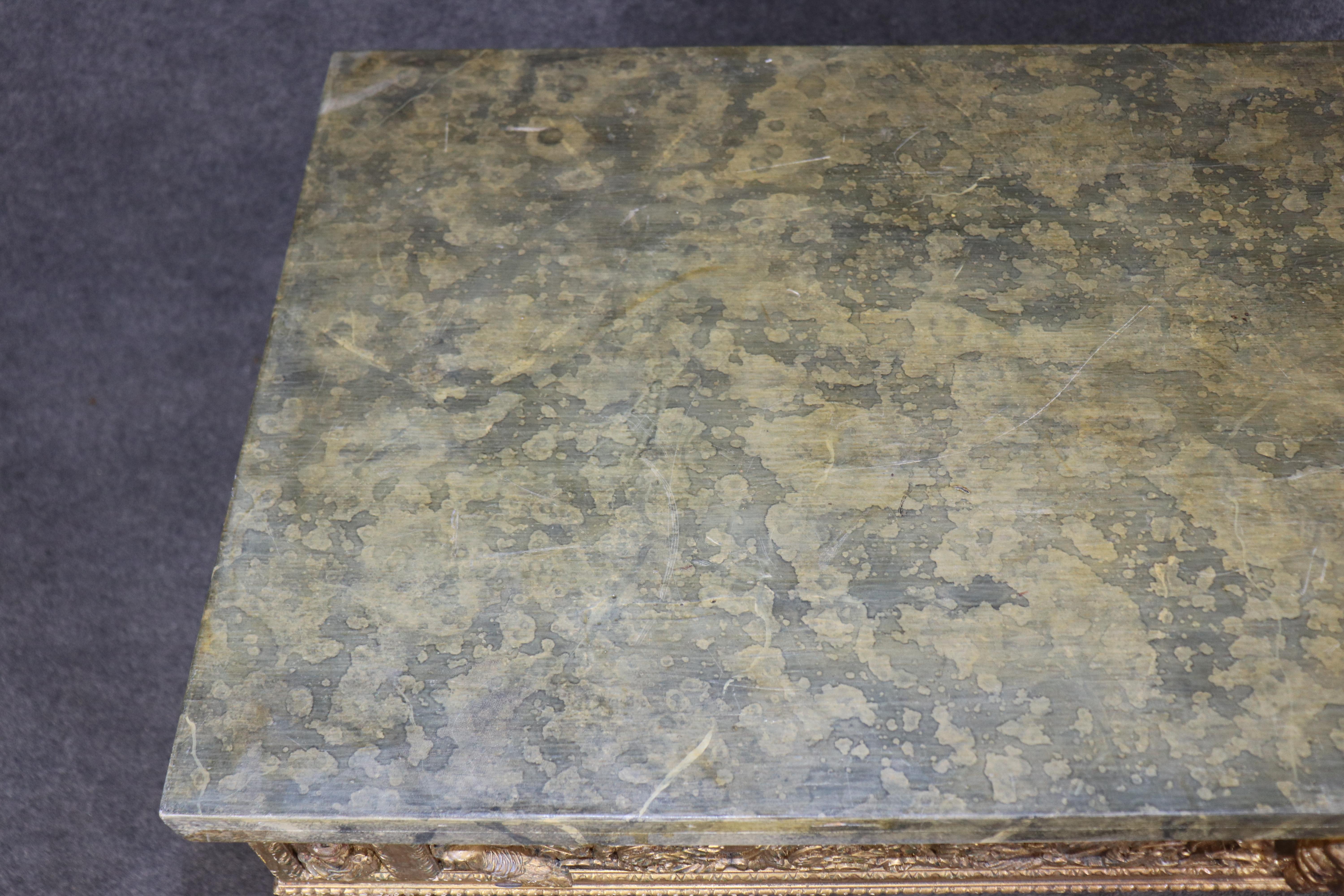 Wood Fine Quality Faux Marble Top Neoclassical Theodore Alexander Console Table For Sale