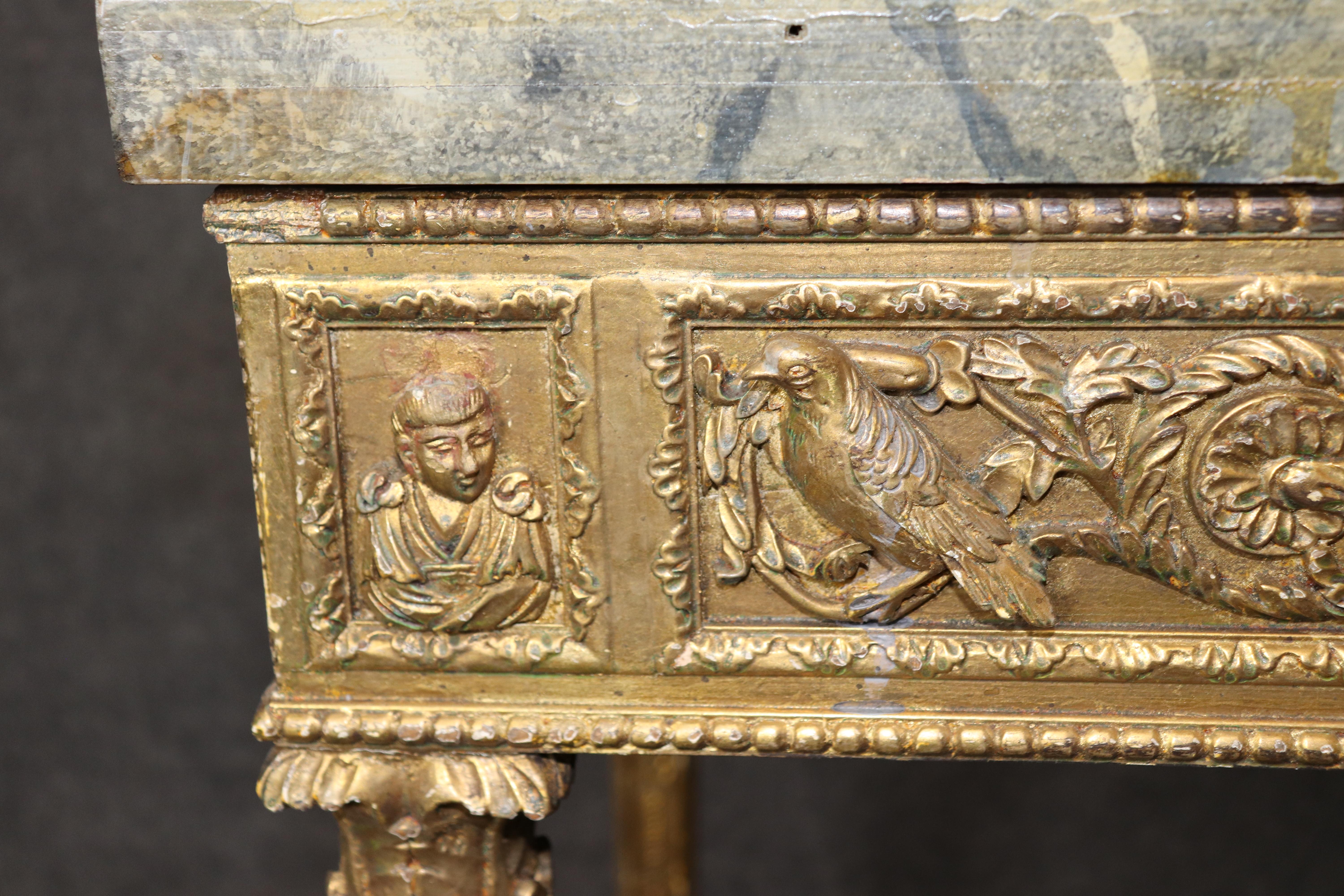 Fine Quality Faux Marble Top Neoclassical Theodore Alexander Console Table For Sale 2