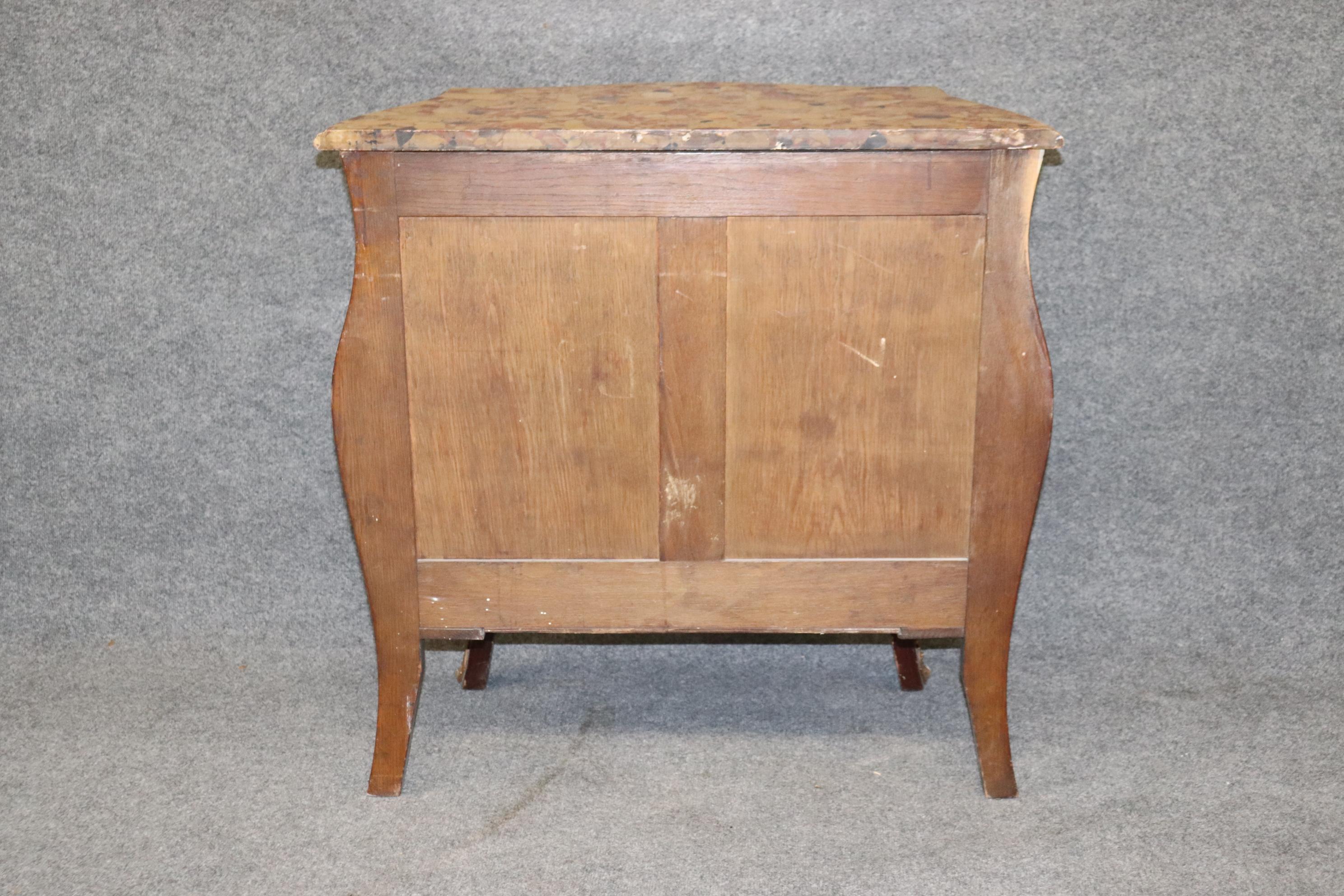 Fine Quality Figural Bronze Inlaid walnut Marble Top Louis XV commode Circa 1910 For Sale 2