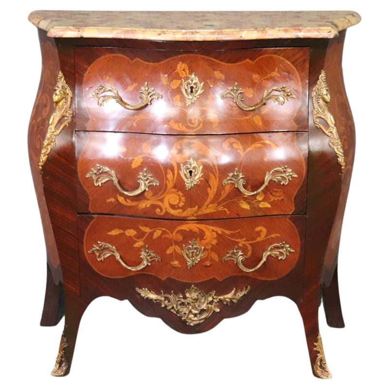 Beautiful Pair of John Widdicomb Marble Top Louis XV Commodes, Circa ...
