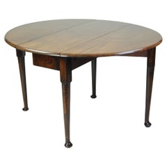 Mesa de Comedor Ovalada de Hoja Caída de Caoba Figurada de Gran Calidad