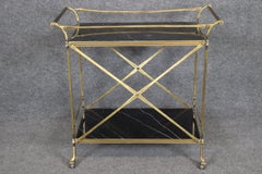 Carrello per bevande in ottone forgiato e marmo bianco e nero di alta qualità