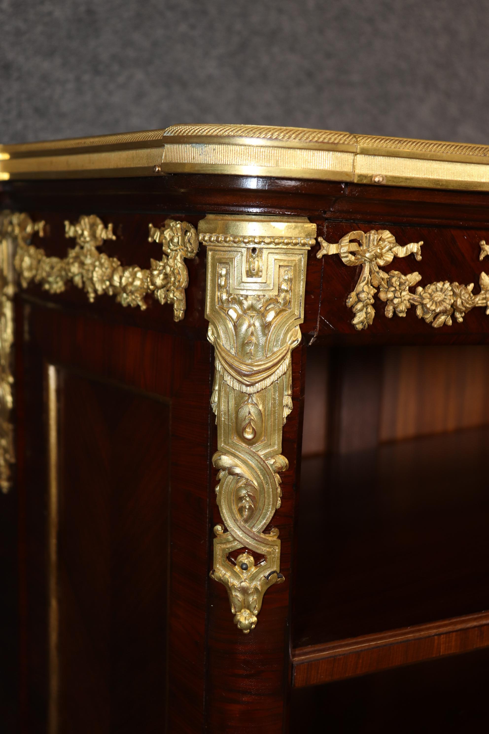 Louis XV Fine Quality Francois Linke Attributed Dore' Bright Gilded Bronze Bookcase For Sale