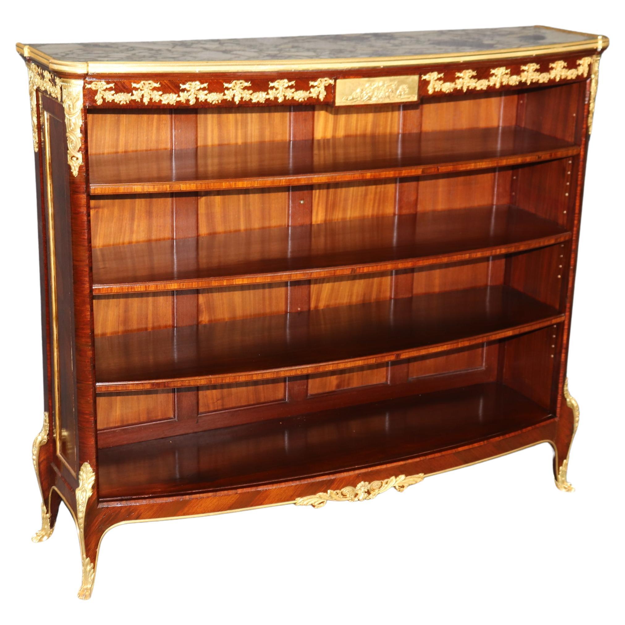 Fine Quality Francois Linke Attributed Dore' Bright Gilded Bronze Bookcase For Sale