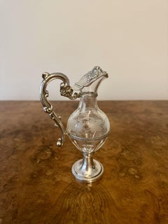 Fine quality French antique 19th century silver & glass ewer