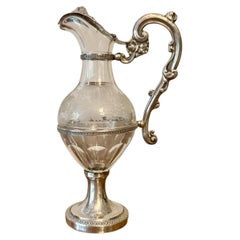 Fine quality French antique 19th century silver & glass ewer