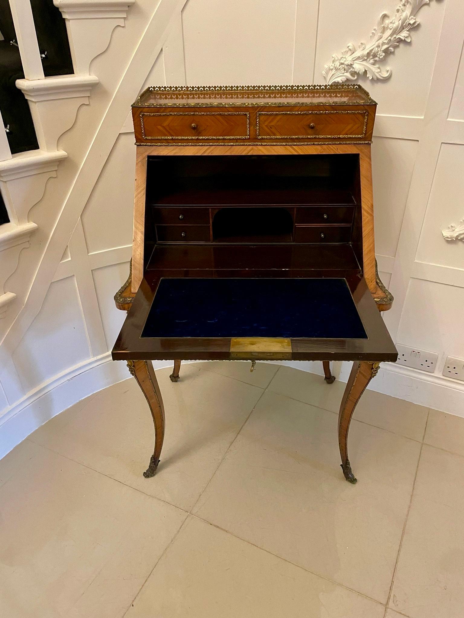Fine Quality French Antique Victorian Kingwood and Ormolu Mounted Bureau/Desk For Sale 9