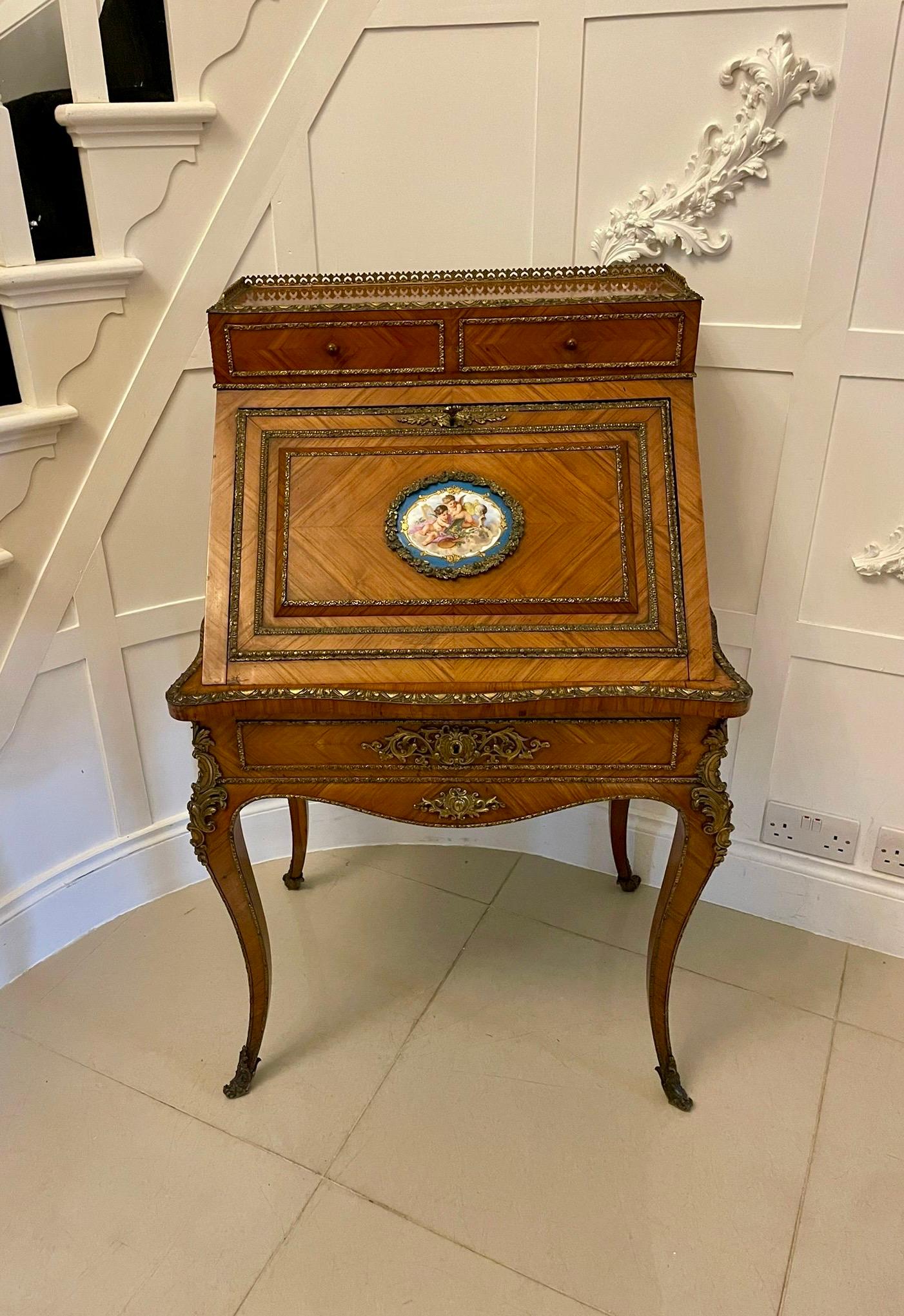 Fine Quality French Antique Victorian Kingwood and Ormolu Mounted Bureau/Desk For Sale 11