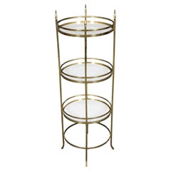 Fine Quality French Brass and Milk Glass Portable Dessert Tray Table or Etagere