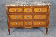 Fine Quality French Bronze Mounted Marble Top Three Drawer Commode Dresser