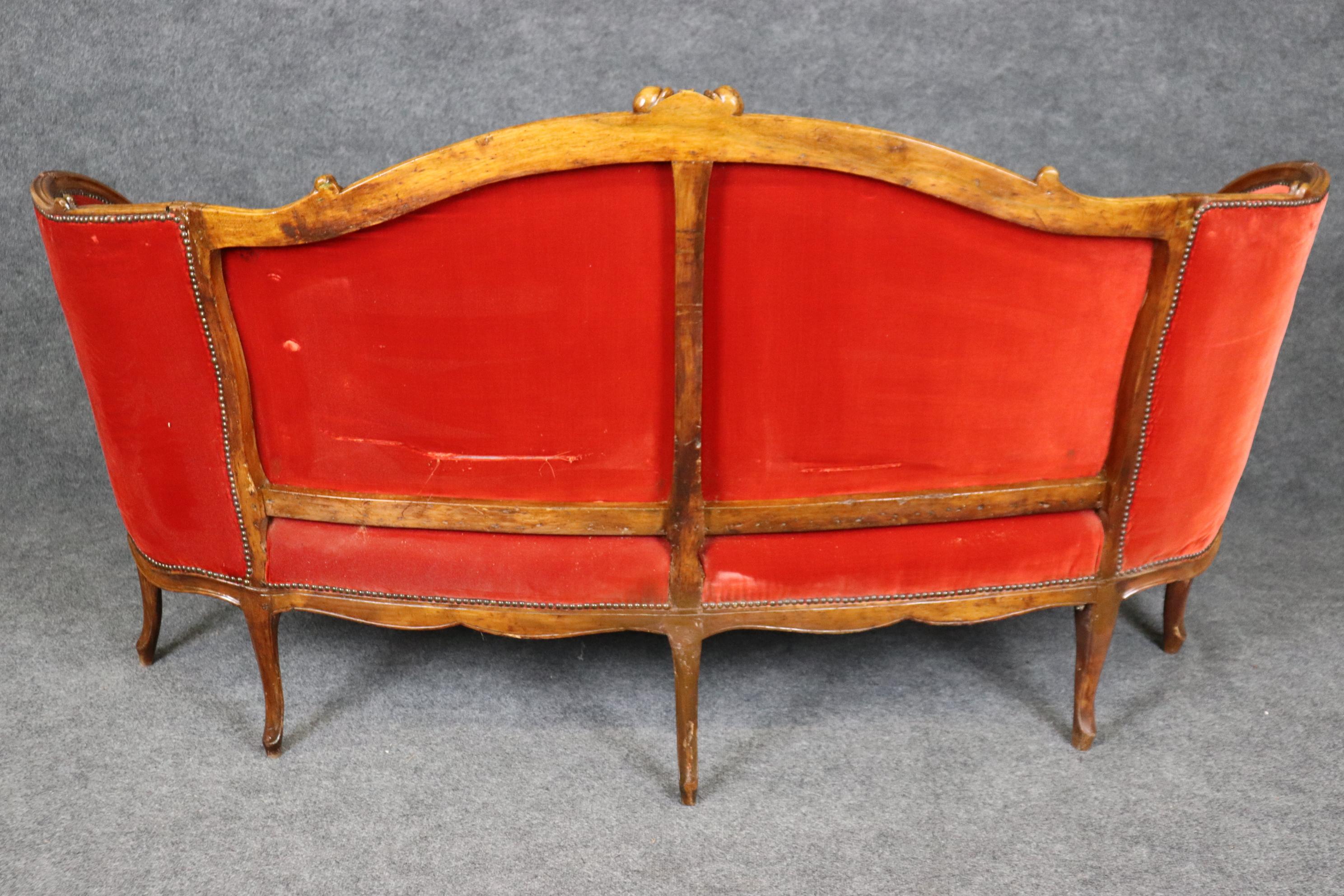 Fine Quality French Carved Walnut Louis XV Style 1840s era with Flowers 1