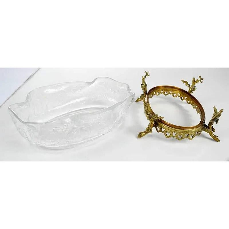 Centro de mesa de cristal francés y bronce dorado de gran calidad Dorado en venta