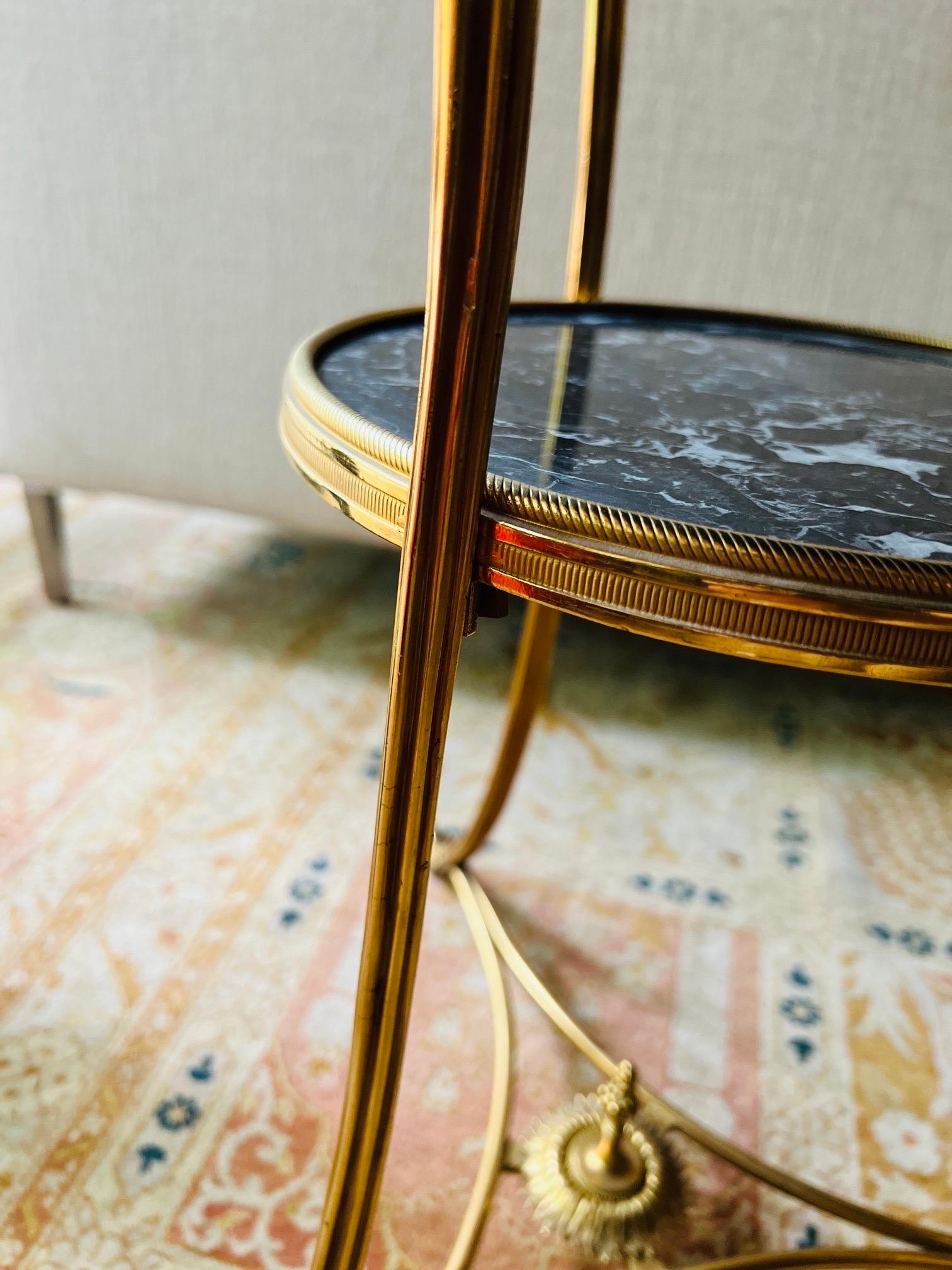 Fine Quality French Directoire Gilt Bronze & Black Marble Gueridon Center Table For Sale 4