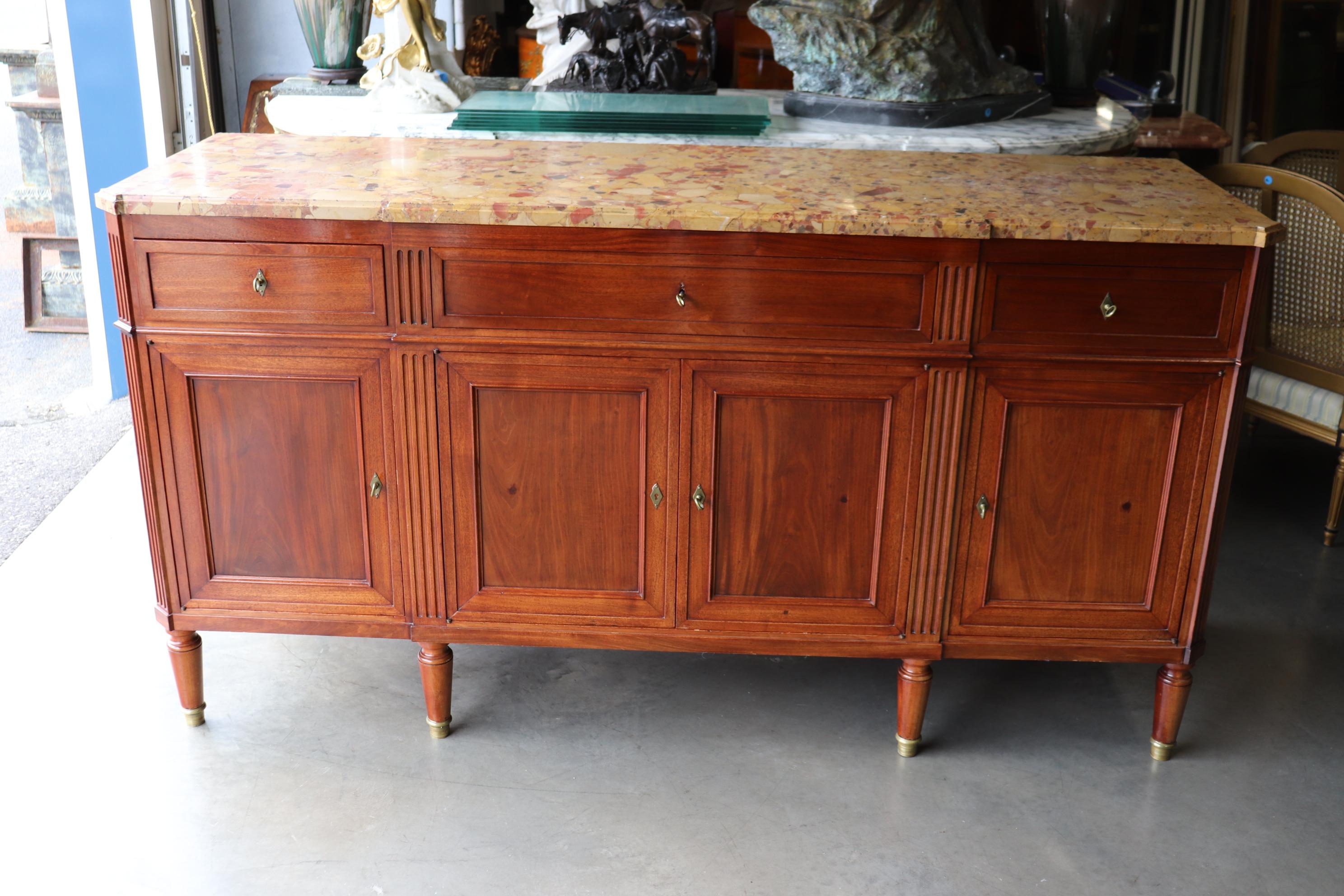Mid-20th Century Fine Quality French Directoire Maison Jansen Breche D' Alep Marble Sideboard  For Sale