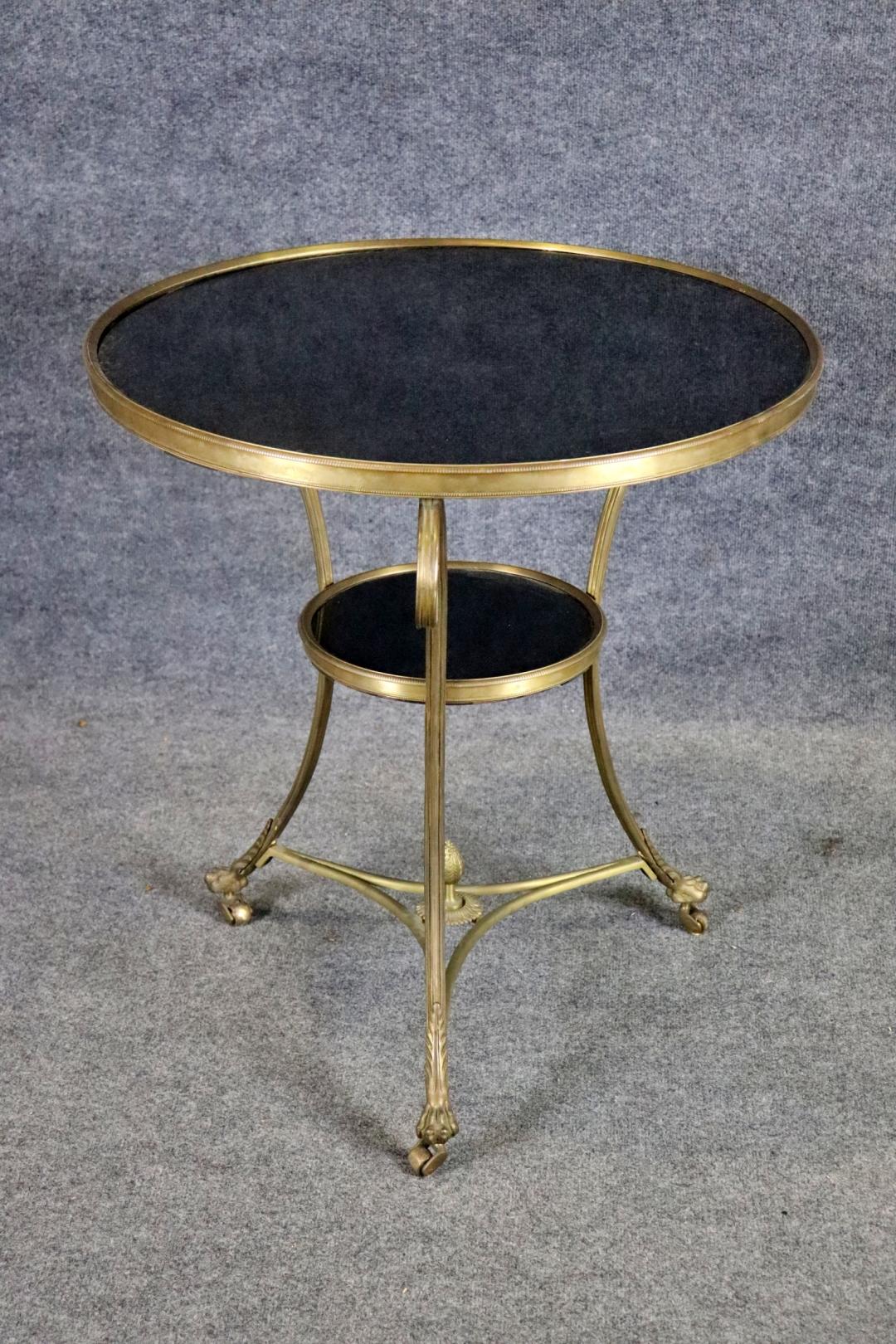 Fine Quality French Directoire Solid Bronze and Marble Gueridon End Table For Sale 1