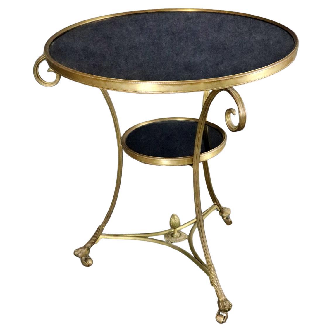 Mesa auxiliar Gueridón de Mármol y Bronce Macizo Directoire Francés de Gran Calidad