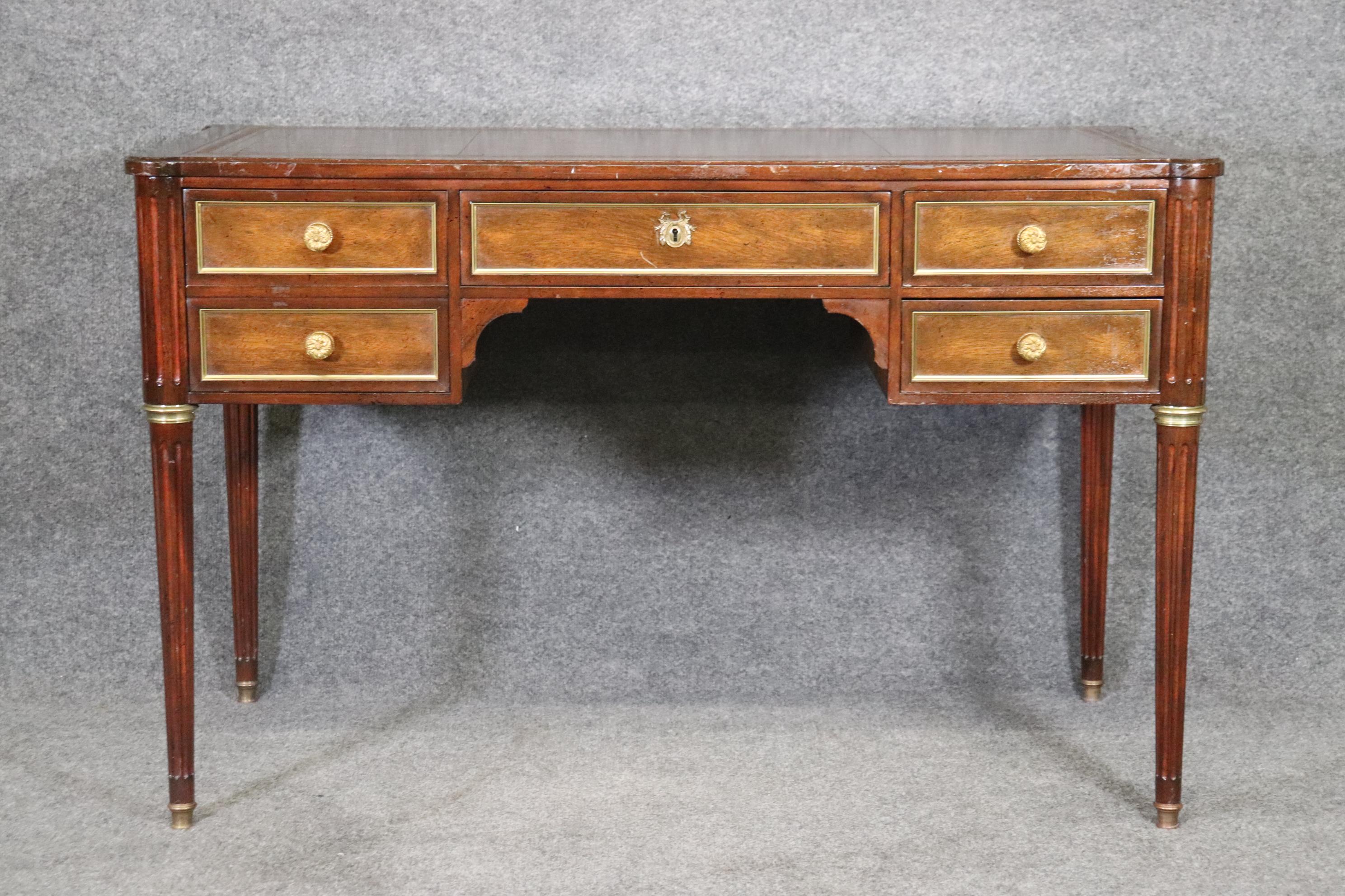 Directoire Fine Quality French Directore Louis XVI Style Leather Top Faux Partners Desk For Sale