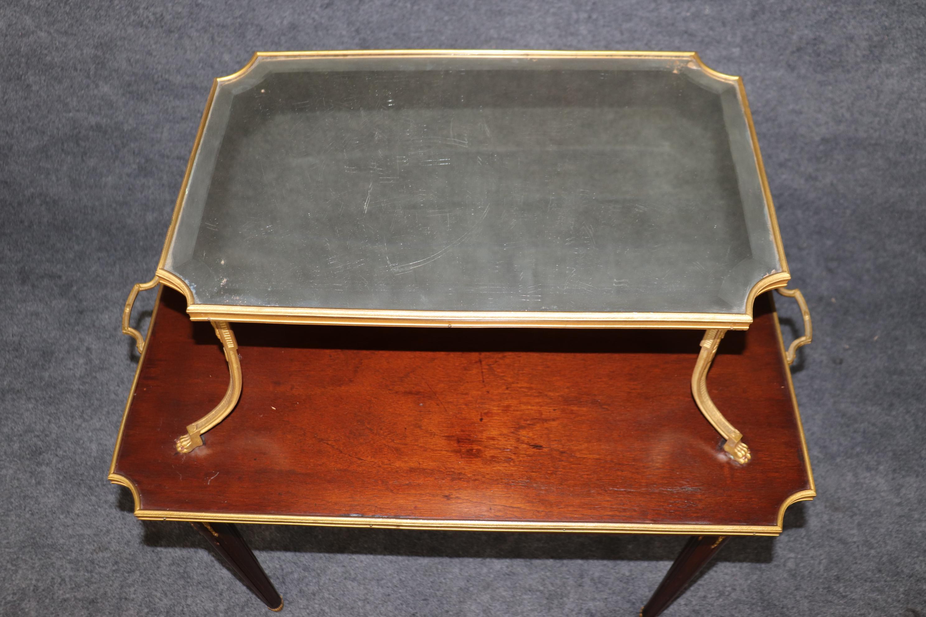 Fine Quality French Dore' Bronze and Mahogany Directoire Dessert Tray Top Table For Sale 1