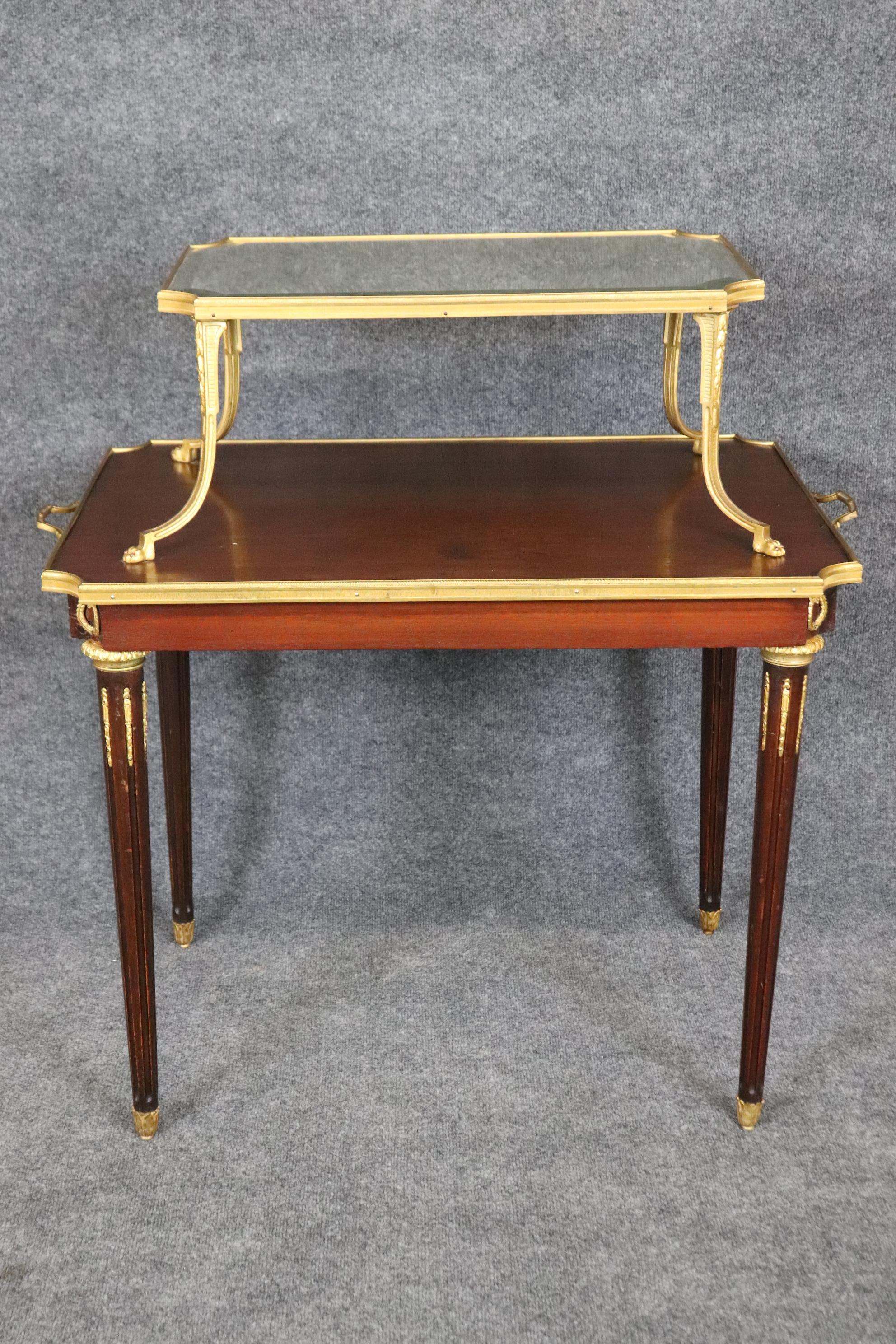 Fine Quality French Dore' Bronze and Mahogany Directoire Dessert Tray Top Table For Sale 2
