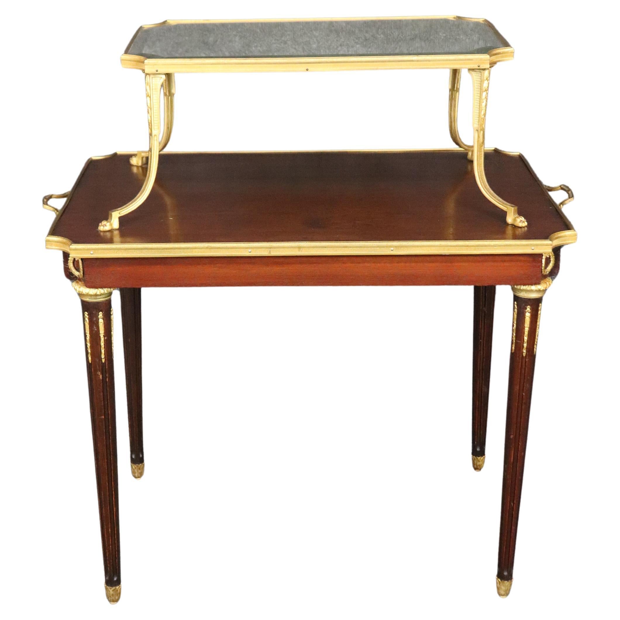 Fine Quality French Dore' Bronze and Mahogany Directoire Dessert Tray Top Table For Sale