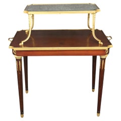 Antique Fine Quality French Dore' Bronze and Mahogany Directoire Dessert Tray Top Table