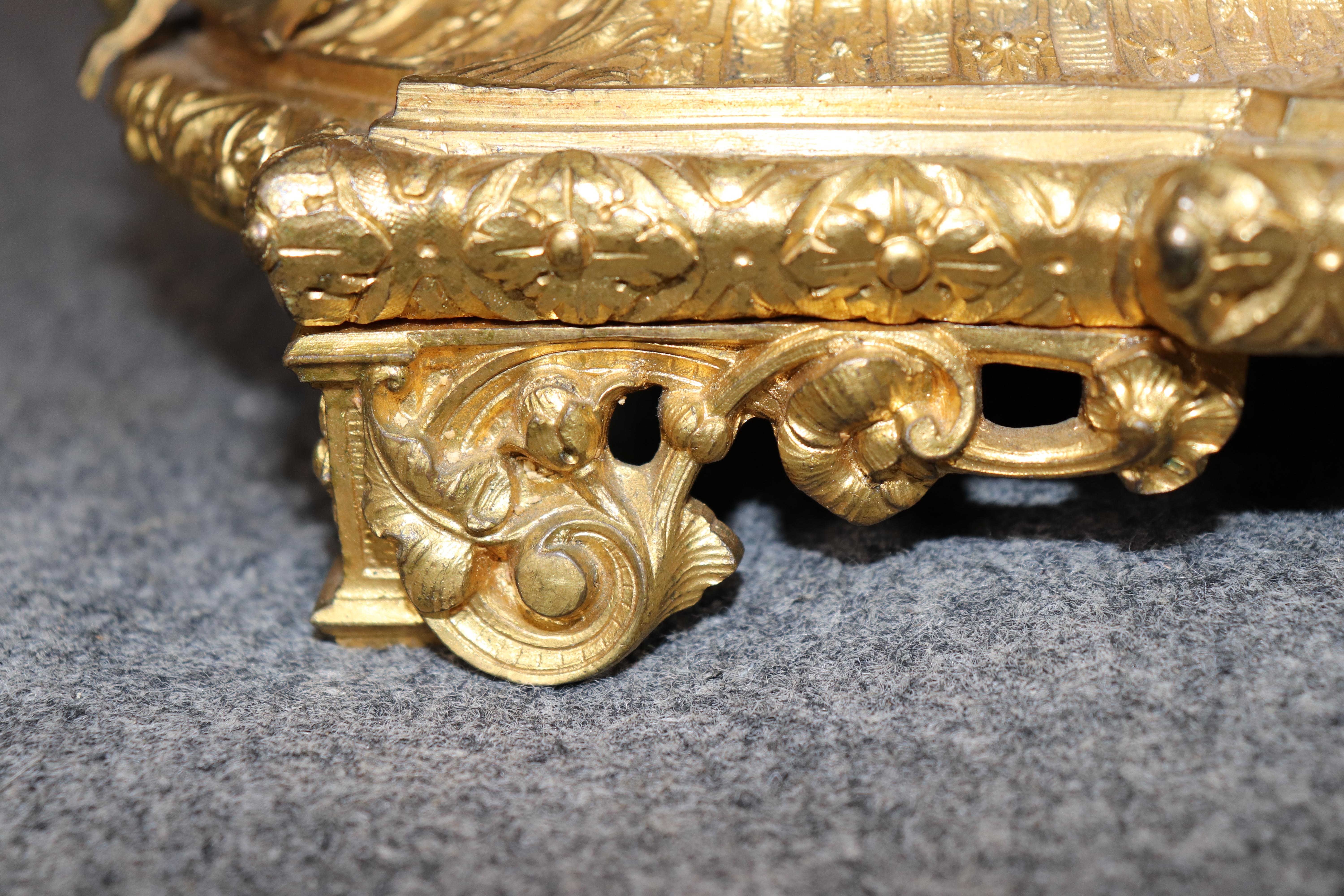 Fine Quality French Dore' Bronze Figural Mantel Clock with Sevres Plaques For Sale 4