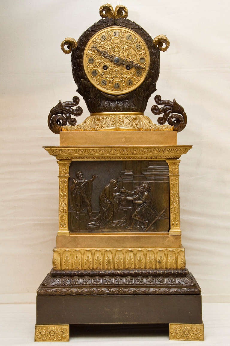 Fine Quality French Empire Patinated and Gilt Bronze Clock For Sale at ...