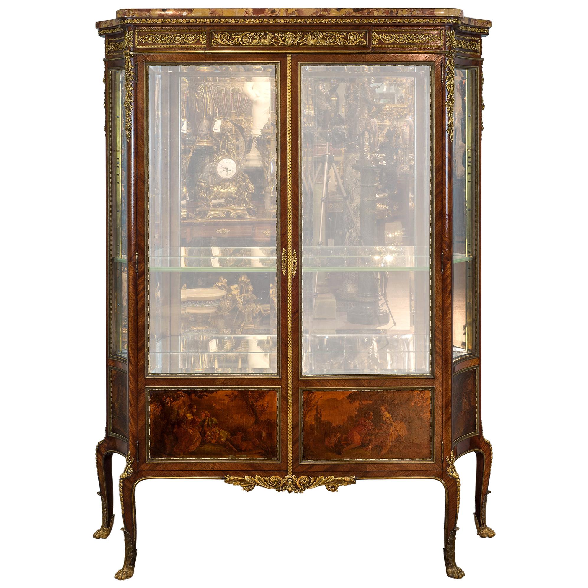 Fine Quality French Gilt-Bronze Mounted Vitrine For Sale