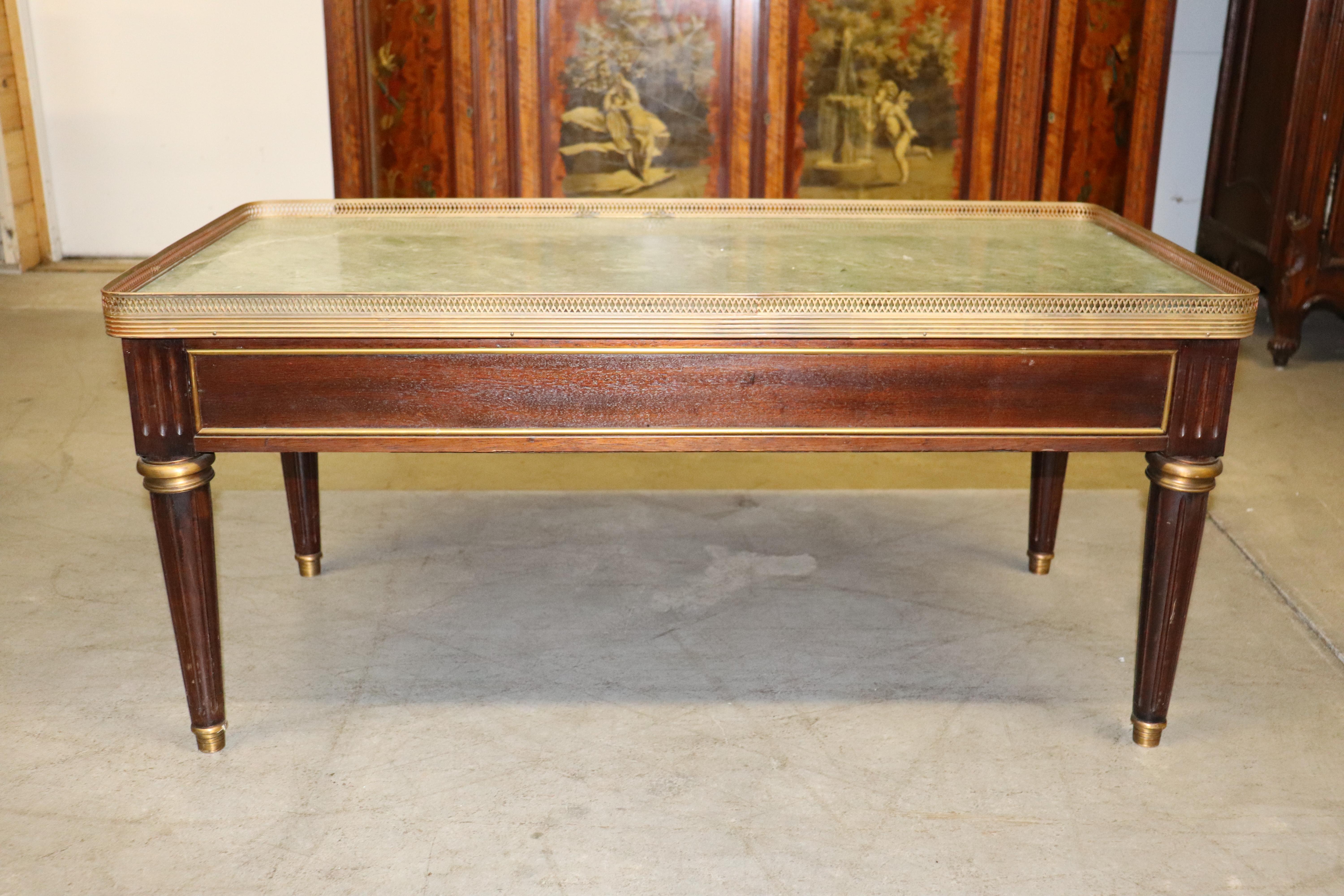 Fine Quality French Green Marble Top Bronze Mounted Louis XVI Coffee Table For Sale 2