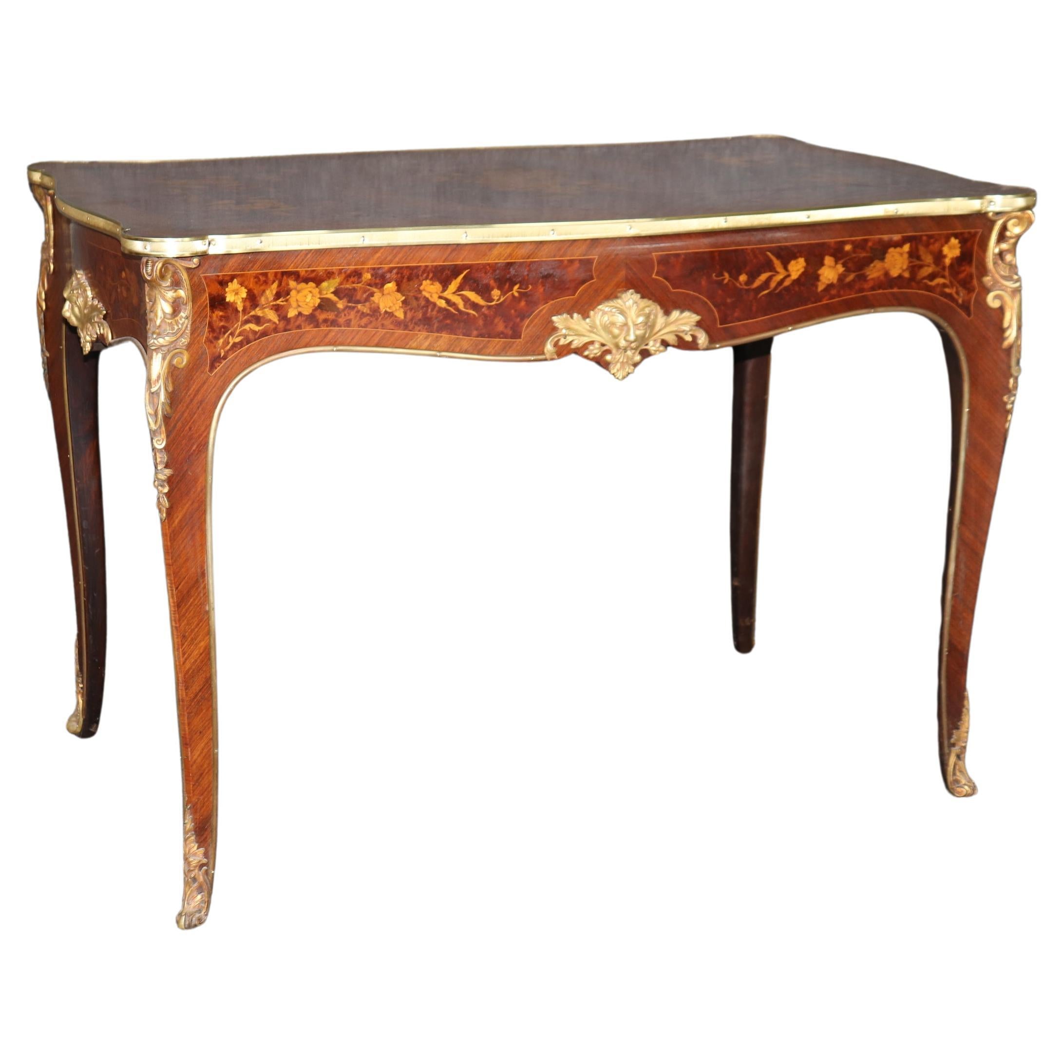 Fine Quality French Inlaid Walnut Rosewood Louis XV Bronze Mounted Center Table  For Sale
