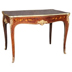 Fine Quality French Inlaid Walnut Rosewood Louis XV Bronze Mounted Center Table 