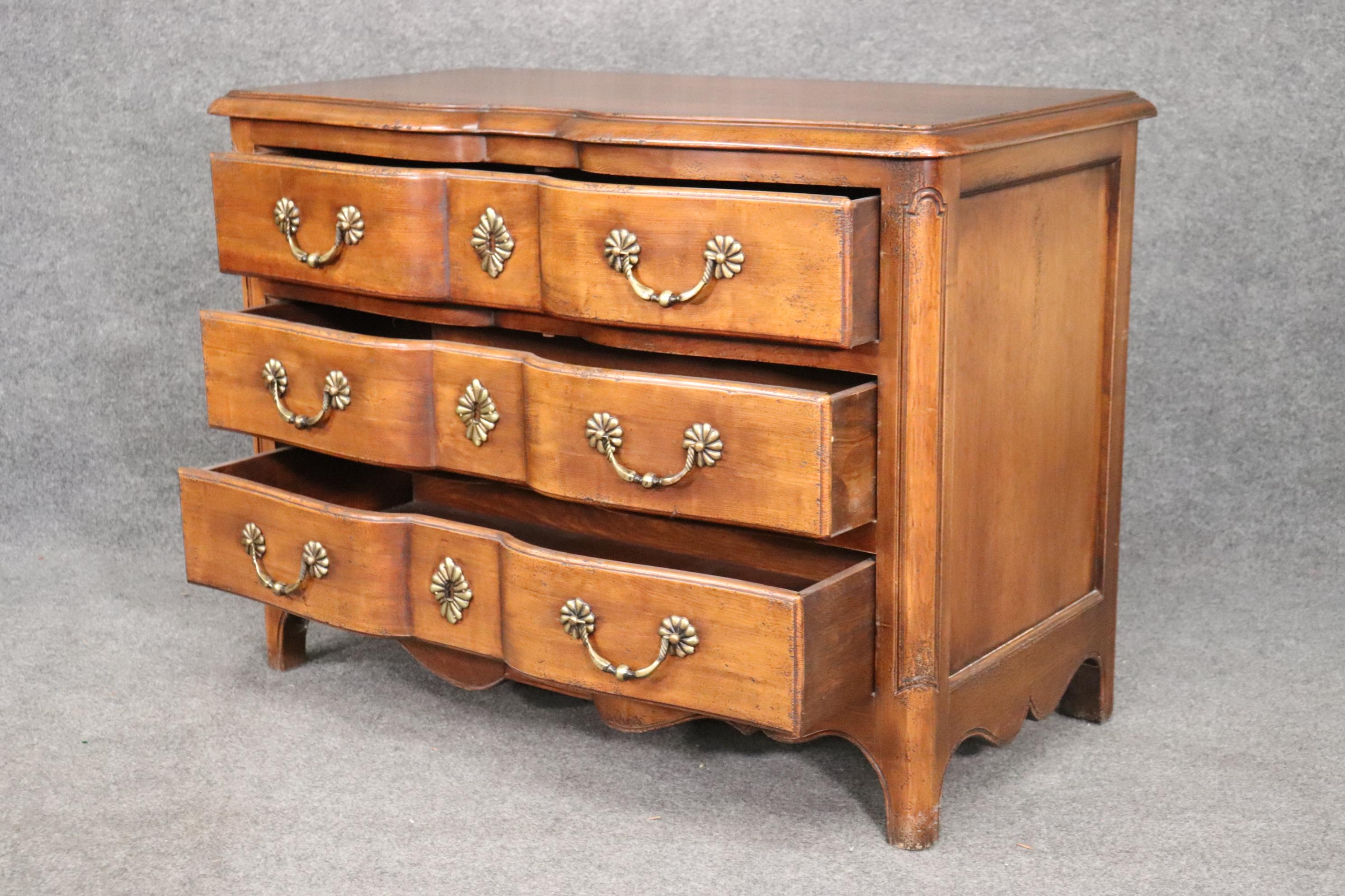 Fine Quality French Louis XV Provincial Walnut Commode Dresser 1