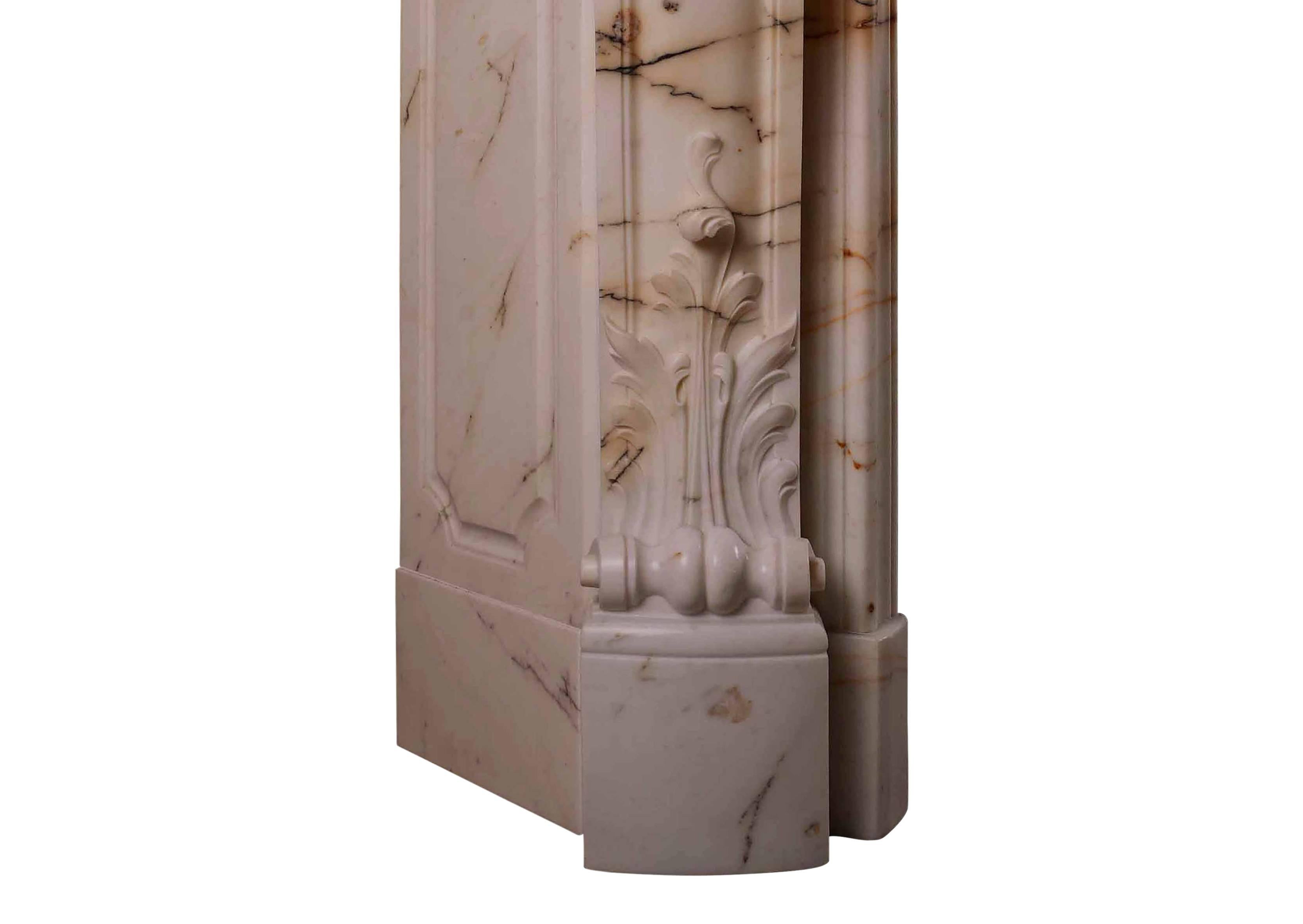 19th Century Fine Quality French Louis XV Style Fireplace in Paonazzo Marble