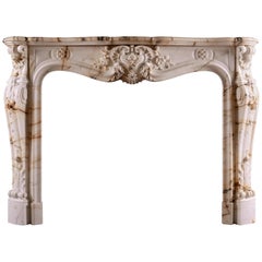 Fine Quality French Louis XV Style Fireplace in Paonazzo Marble