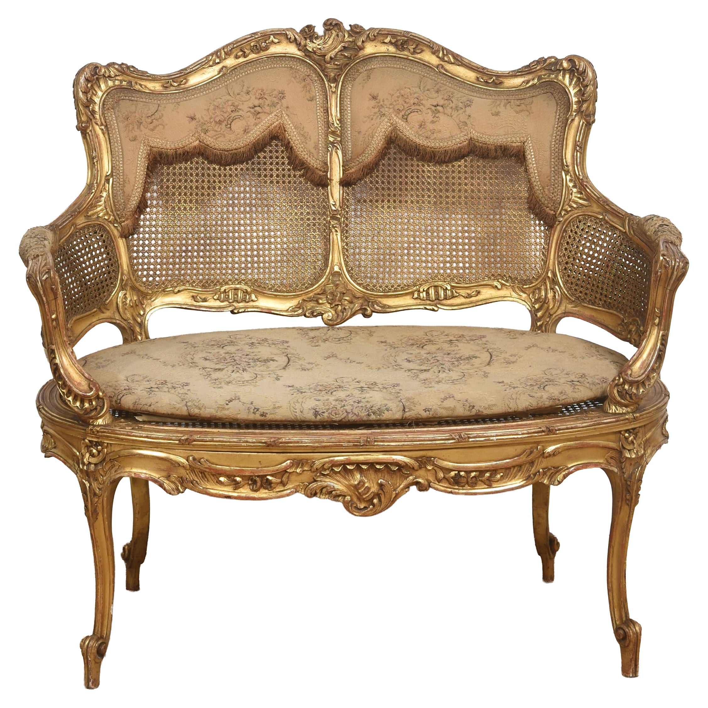 Fine Quality French Louis XV Style Giltwood Canapé For Sale